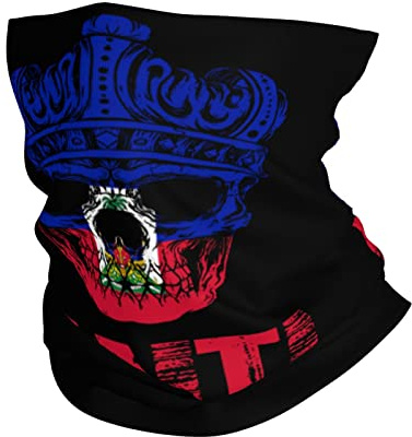 König Totenkopf-Flagge Von Haiti Damen Herren Loopschal Atmungsaktiv Halstuch Schnelltrocknend Halswärmer Für Skifahren Outdoor Winter Motorrad