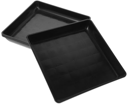 HOMSFOU Lot Pot de Fleur 4 Plateaux de Plantation en Plastique Noir Rectangulaires, Soucoupes pour Pots de Fleurs, pour Usage Quotidien et Protection des Sols