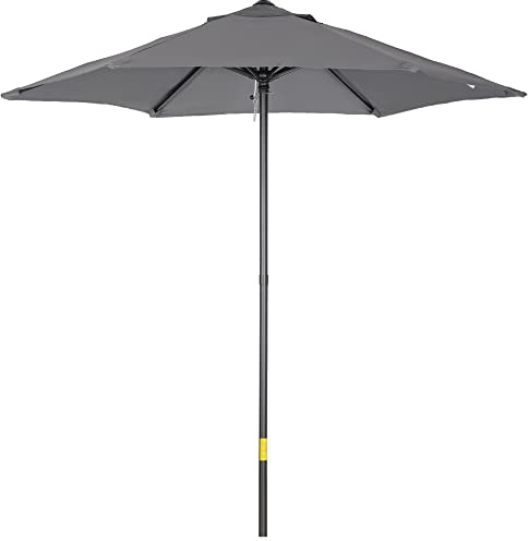 Outsunny Sombrilla de Terraza Exterior Ø2x2 m Poste de Aluminio Beige | Parasol de Terraza Exterior, Techo de Ventilación, Poste Desmontable, Sombrilla para Jardín Patio