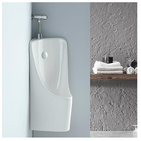 Orinatoio da parete in ceramica – orinatoio angolare per hotel, bianco/nero, con valvola di scarico, per bagno, garage, bar, scuola, design salvaspazio