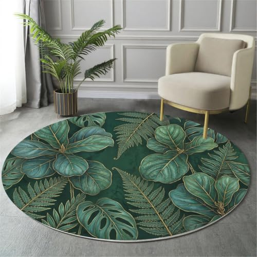 HASLEFND Piante tropicali Morbido Tappeto Rotondo Salotto 100cm