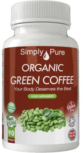 Simply Pure Organic Green Coffee for Heart Health & Metabolism | 500mg Capsules x 90 | 100% Pure Soil Association Certified | Gluten Free | GM Free | Vegan