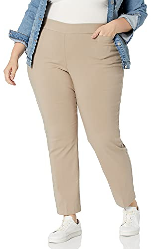 Briggs New York Damen Millenium Schlupfhose mit Taschen in Übergröße, Super Dehnbar Hose, Kopfsteinpflaster, 54 Mehr