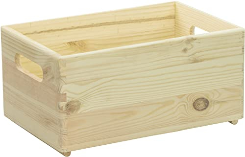 LAUBLUST Holzkiste mit Griffen - ca. 30x20x14cm, Natur | Stapelbare Allzweckkiste aus Holz FSC® - Aufbewahrungskiste | Geschenkverpackung | Dekokiste zum Basteln | Küchenbox, Spielzeugkiste