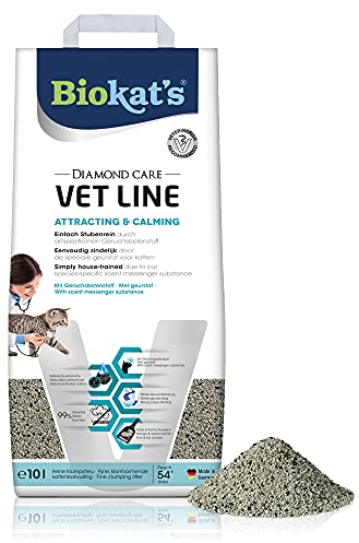 Biokat's Diamond Care VET LINE Attracting & Calming Katzenstreu - Feine Klumpstreu aus Bentonit speziell für junge und gestresste Katzen - 1 Sack (1 x 10 L)