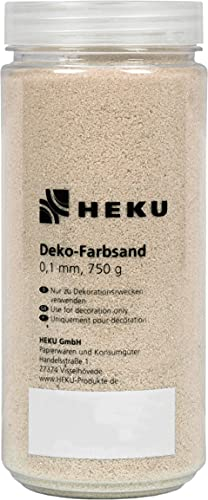 HEKU Hochwertiger cremefarbener Dekosand (ca. 750g) I Feine Körnung (0,1 mm) I Wiederverschließbare Dose I Vielseitig für Deko und Bastelarbeiten, Creme