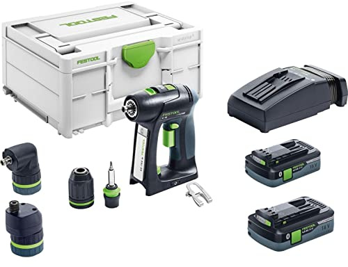 Festool Perceuse-Visseuse sans Fil C 18 HPC 4.0 I-Set | Couple automatique, système CENTROTEC, 2 batteries 18 V 4,0 Ah, chargeur et Systainer inclus