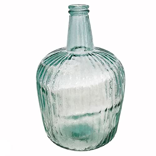 AC - Garrafa Vidrio Rayada 8 l. sin Tapón Color Verde,Garrafa Estriada Carafe 24 X 24 X 36.50 cm
