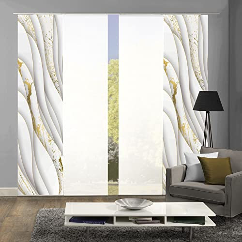 wohnfuehlidee 4er-Set Flächenvorhänge Marcia Blickdicht/halbtransparent, Höhe 245 cm, Gold