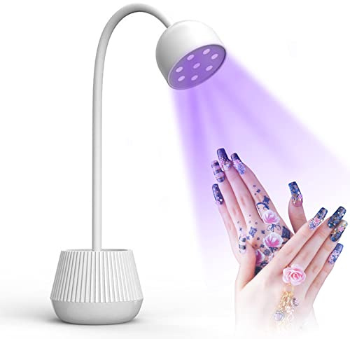 Lampada per Asciugatura delle Unghie, Lampada per la Polimerizzazione dello Smalto da 24 W, 365 Nm 405 Nm a Collo D'oca Girevole a 360 Gradi, Essiccatore per Gel per Unghie con Ricarica USB per Salone