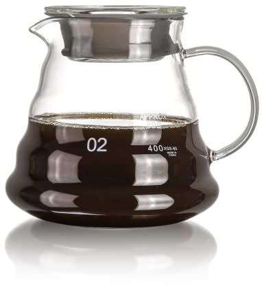 Vdomus Pour Over Kaffeemaschine, 500 ml, Glas-Kaffeekanne, tragbarer Tropfer, 12,7 cm H, manueller Kaffeebrüher im französischen Stil, mit Sieb (ohne Edelstahlfilter), Karaffe aus Borosilikatglas
