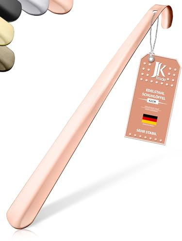 JK Trade® 42 cm stabil skohorn i rostfritt stål | lång skohorn för stående | snabb och skonsam mot ryggen | optimerad längd och bredd | Skohorn business hängande