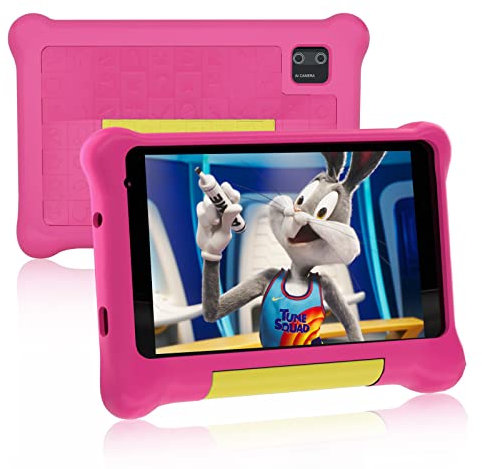 Ainmel Kids Tablet 7 inch, Android 13 Tablets for Kid, 5GB RAM+32GB ROM 128GB Expand, Parental Control, Kids Software Pre-Installed, Dual Camera, Android Learning Tablet with Proof Case (Pink)