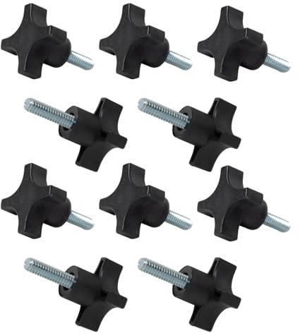 POWERTEC QNB3009-P2 4-Punkt-Bolzenknöpfe, 5/16-Zoll-18 Gewinde, Rändelschraube, Sternknopf mit 2,5 cm Bolzen, 10 Stück