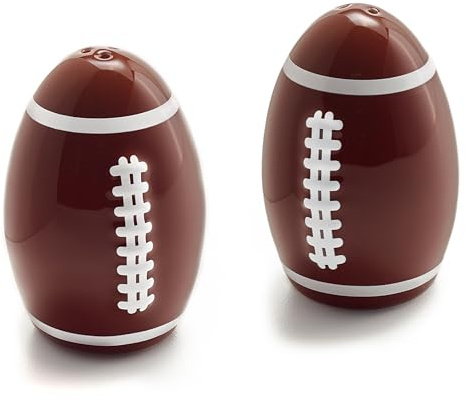40YARDS Amerikansk fotboll salt- och pepparströare av keramik (2 stycken) i fotbollsform med upphöjd, taktil söm – present till fotbollsfans