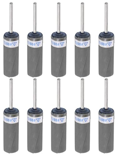 QUARKZMAN 10Pcs Rouleaux de Papier Abrasif Grain 1200, Tige de 2,35 mm, Manchons de Tambour de Ponçage, Tête de Meulage Cylindrique Pour Travail Du Bois Verre Polissage Des Métaux