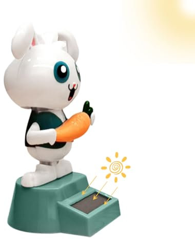Maodom Figuras de cabezones solares - Solar con Forma de Conejo | Juguete con energía Solar para Adorno de Escritorio, decoración de Suministros de Coche en el Lugar de Trabajo, Juguete