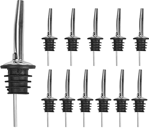 emperoch 12 Piezas Vertedor de Acero Inoxidable, Vertedor de Vino Vertedor Aceite, Botella Vertedores para Aguardiente Whisky Bebidas Aceite Y Vino