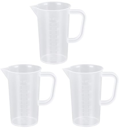 3 Piece Plastic Transparent Mini Measuring Cup Set - 100ml Capacity, Small Measuring Pot - Kitchen & Lab Use