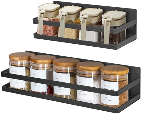 Uten Portaspezie magnetico, confezione da 2 mensole magnetiche resistenti, da parete, senza foratura, per armadietti, frigoriferi, salvaspazio, organizzazione della cucina