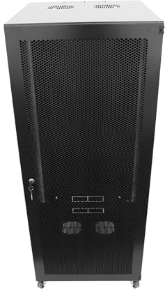 22U Serverskåp väggmonterat hyllhölje med möbelhjul 2 serverfläktar låsande glasdörr avtagbara sidopaneler 22U nätverksskåp 23 tum installationsdjup 48 cm utrustning (44 tum, 22 U)