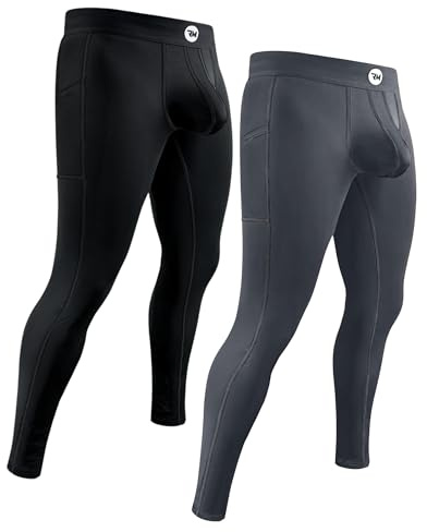 Real Men 28in Nylon Leggings B Pouch Lrg 2pk Blk/Gry Thermals For Men Mens Long Johns Thermal Set Mens Yoga Pants Licras Termicas Para Hombre Men's Base Layers Ropa Interior Hombre Men's Leggings Warm