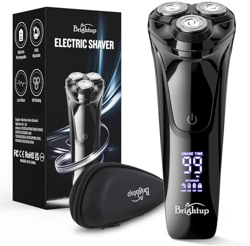 Brightup Electric Razor for Men Face, Wet & Dry Electric Shaver for Men with Pop-up Trimmer, Men's Razor with 4D Flex Precision Blades, USB Fast Charging, LED Display, Travel Lock, Storage Case