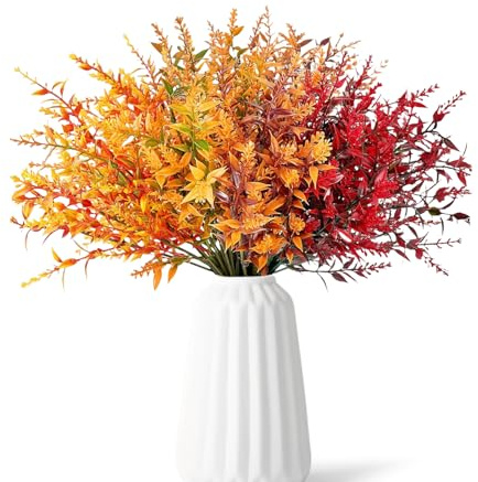 HhBdy 12 Bündel Künstliche Herbstblumen Künstlich Herbststrauß künstliche Blumen Herbst Dekoration Künstliche Blumen Herbst Balkonpflanzen Seidenblumen Herbstzweige Herbstdeko für Drinnen Draußen