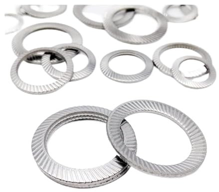 GeOinQL Rändelscheiben aus Edelstahl, 304 Edelstahl-Tellerfeder, gezackte Sicherungsscheibe, gerändelte elastische Dichtung, M2,5, M3, M4, M5, M6, M8, M10, M12, M14, M16, DIN9250, A2-70(50pcs M6)