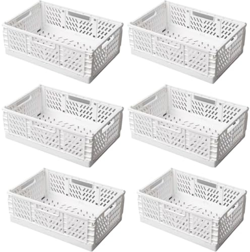 CNKHDZ 6 Stück Klappbox Klappkiste Weiß 30 x 20 x 12 cm Klappboxen Faltbar Stabil Klappkorb Faltbar Klappkorb Aufbewahrungsbox Boxen Aufbewahrung für Küche,Arbeitszimmer,Büro