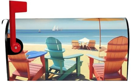 Sedie da spiaggia e paesaggi stampati, protezione magnetica per cassetta postale, impermeabile, stampa personalizzata per cassette postali