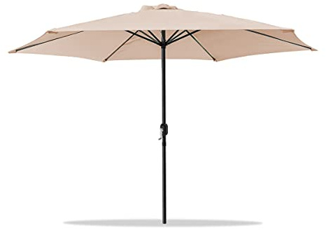 Acomoda Textil – Sombrilla de Jardín con Forro Anti UV. Parasol de Aluminio con Manivela, Toldo Octogonal 3 M Ø para Patios y Terrazas 244 x 300cm (Beige)