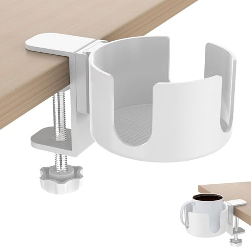 Porte Gobelet Boisson Bouteille, Porte Gobelet de Bureau Réglable, Porte Tasse à Café de Table, Support de Bouteille à Clip, pour Maison, Blanc