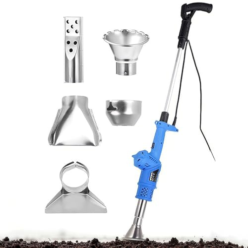 QYOEGSQ Désherbeur électrique 3 en 1,Pistolet à air Chaud, désherbant électrique,bâton de désherbage Thermique avec 5 Buses,désherbeur Thermique 650°C et Allume-feu for Barbecue(Blue)