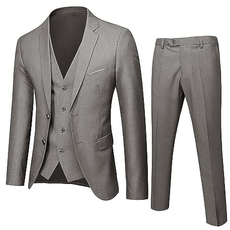 Traje de esmoquin para hombre, corte regular, 3 piezas, moderno traje de boda, chaqueta de traje y chaleco para bodas de negocios