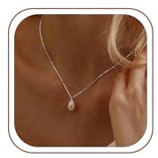 Fezodo Perlenkette Damen, Wasserfest 18K Gold/Silber Vergoldet Perlenkette | Perlenohrringe Set mit Perlenarmband, Verstellbares Brautschmuck Gold Halskette für Frauen Damen Schmuck