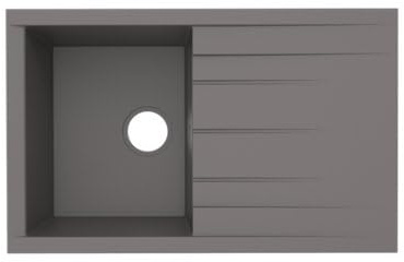 GoodHome Évier de cuisine résine gris 1 bac encastrable égouttoir Keluak