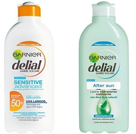 Garnier Delial Sensitive Advanced Leche Protector Solar IP50+ - 400 ml + Leche Hidratante After Sun - 400 ml