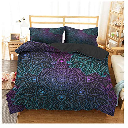 Bedding Set 3D Printed King Duvet Cover Bohemian Mandala Home Textiles for Adults Bedclothes with Pillowcase Bed Sheet Queen Quilt Cover (US Queen)