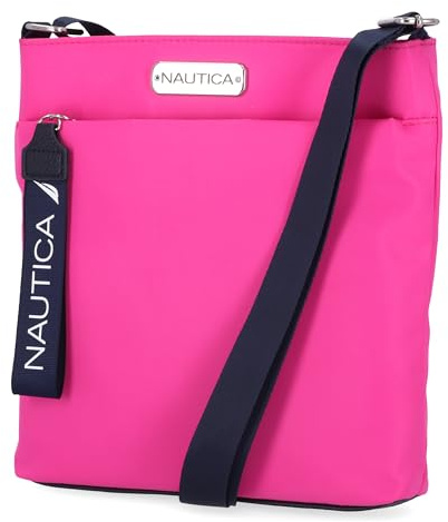 Nautica Diver Nylon Small Women's Crossbody Bag Purse with Adjustable Shoulder Strap, Hot Pink