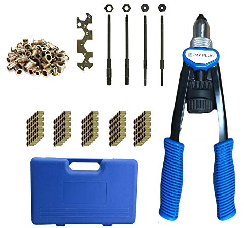 Pince à riveter professionnelle avec 150 écrous à riveter M5 M6 M8 M10 M12 - 30 pièces - Pour machine à riveter - Avec poignée antidérapante pour tôle métallique épaisse, outil à riveter