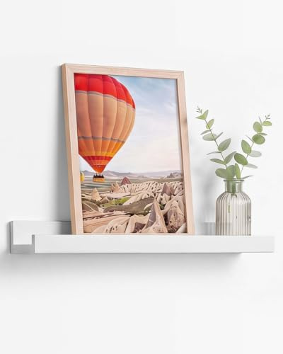Wandregal Weiß Bilderleiste Holz MDF 40 cm Schweberegal Regal Wand | Bilderrahmen und Deko-Objekte, Fotoleiste, U-förmiges Profil, modernes Design, pflegeleicht, mit Montage-Zubehör