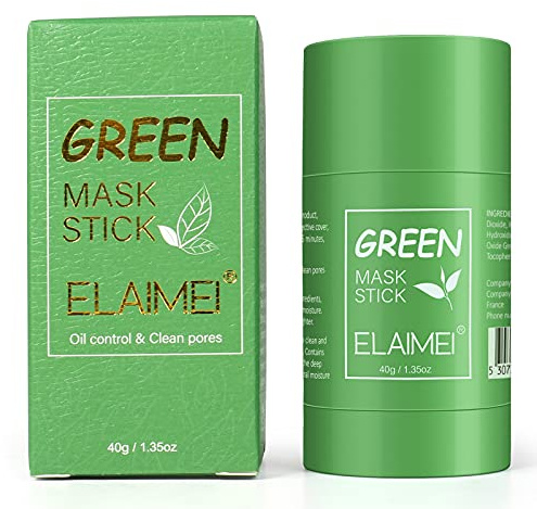 ELAIMEI Green Tea Mask Stick, Green Tea Purifying Clay Stick Mask, Deep Cleaning Oil Control Blackhead Removing, Moisturizes and Controls The Oil, Acne Clearing for All Skin Types Women and Men