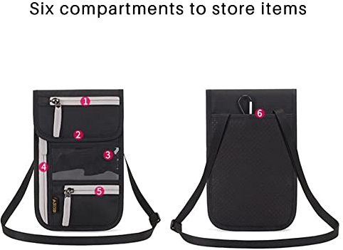 ihreesy Brustbeutel mit RFID-Blocker, Große Münzgeldbörse Reisetasche Wasserdicht Reisegeldbeutel Unisex Brusttasche Reise-Nackentasche mit Verstellbarem Riemen für Reisepass und Karten,Grün