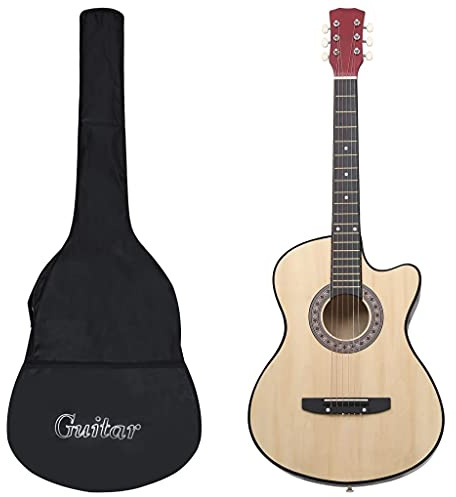 Gitarre Akustik Anfänger Erwachsene Akustikgitarre Cutaway Gitarren Kit Einsteiger 38 Zoll Gitarren mit 6 Saiten Gigbag Capo, Helles Holz 38