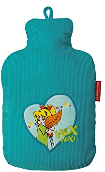 Hugo Frosch Öko-Wärmflasche Kinder 0,8 l Cordbezug Bibi Blocksberg | Formstabile kleine Bettflasche Made in Germany, auslaufsicher & geruchsneutral, mit weichem Überzug, abnehmbar & waschbar
