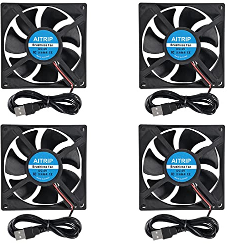 AITRIP 4PCS 80mm USB Lüfter 5V Brushless 8025 80x25mm zum Kühlen DIY PC Computer Gehäuse 3D Drucker CPU Kühler Radiatoren