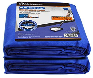 ROLLINGDOG Paint Drop Cloth - Heavy Duty and Reusable Paint Drop Cloth for Painting,Furniture & Floor Protection(Size 9 x 12 Ft / 2.6 x 3.7m - Pack of 2)