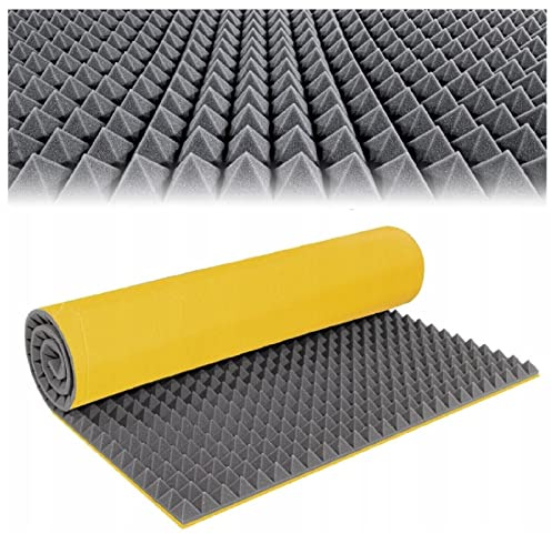 Dämmmatte Pyramiden Dämmung Noppenschaumstoff Akustikschaumstoff Selbstklebend Schallschutz Isolierung Schaumpyramide für Tonstudio 200x100 cm (Stärke 5 cm)