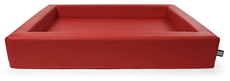 mypado Hundekorb Harko Premium, Kunstleder, Rot auch orthopädisch Größe 100x80 Füllung Standard